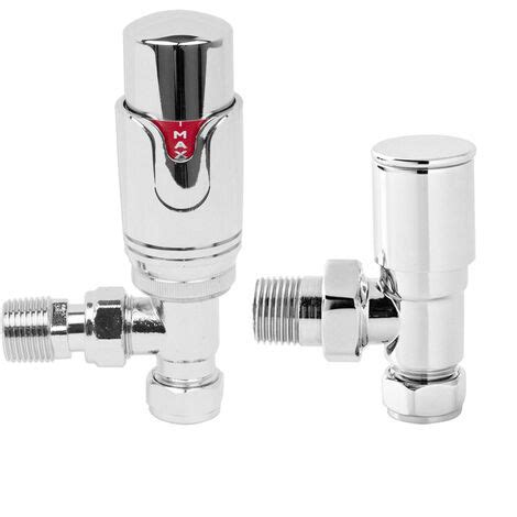 NRG Designer 15mm Chrome Angled TRV Thermostatic Radiator Valves