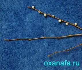 Ветка вербы из бисера и бусин. Весенняя поделка на Вербное воскресенье ...