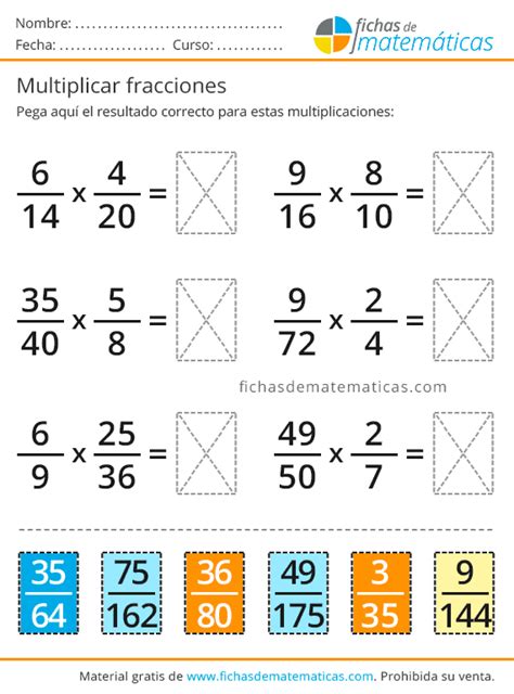 Multiplicar Fracciones Ejercicios De Multiplicaciones Gratis En Pdf