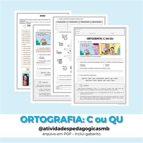 Atividades Com C Ou Qu Para 3o Ano - ATIVIDADE - c ou qu / ortografia | Atividades Pedagógic