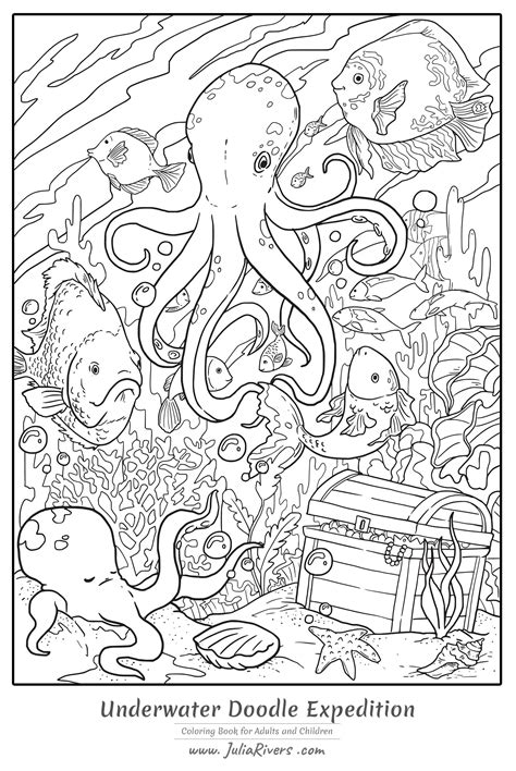 Underwater Doodle Expedition - Water world Coloring Pages for adults