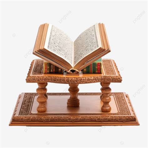 Holy Quran In Wooden Stand Arabian Muslims Celebration Png