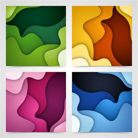 Conjunto De Formas De Corte De Papel Y Fondo Abstracto Vector Premium