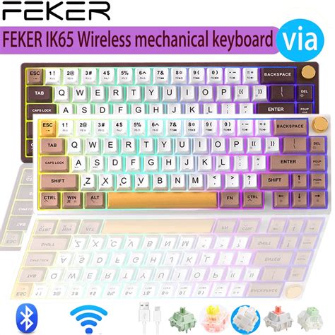 Feker Ik Mechanical Keyboard Wireless Via Bluetooth G Hot Swap Gasket Pbt Keycap Rgb Matcha
