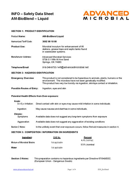 Product & Safety Information | Advanced Microbial