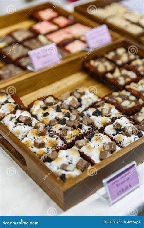 Brownies Chocolate Topping with Chocolate Wafer Stock Image - Image of ...