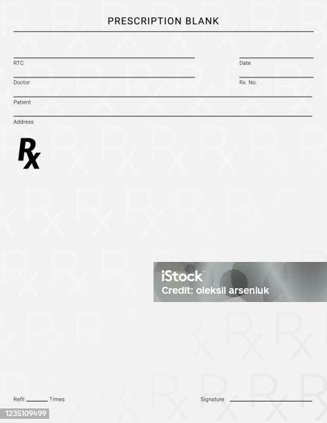 Doctors Rx Pad Template Blank Medical Prescription Form Stock