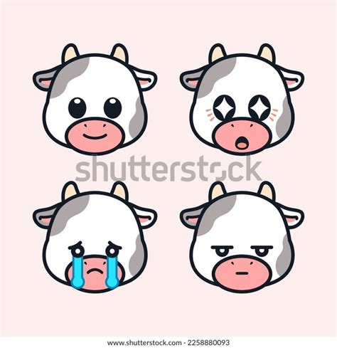 Set Cute Cow Stickers Stock Vector (Royalty Free) 2258880093 | Shutterstock