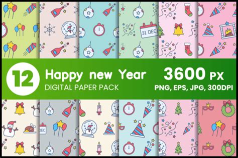 Happy New Year Digital Paper Set Graphic By Fromporto Creative Fabrica