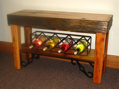 Hand Crafted Antique Barn Wood Apron Table With Wine Racks By