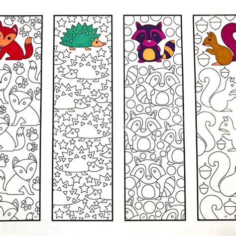 Cute Dinosaur Bookmarks Pdf Coloring Page Etsy