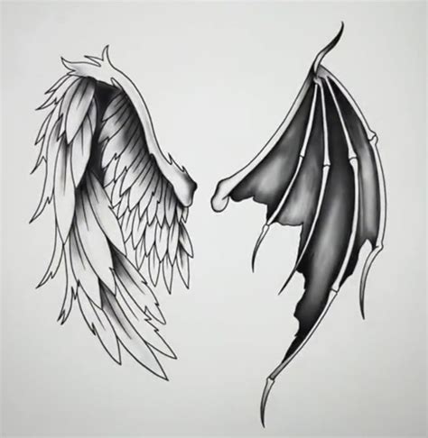 angel wing  devil wing tattoo