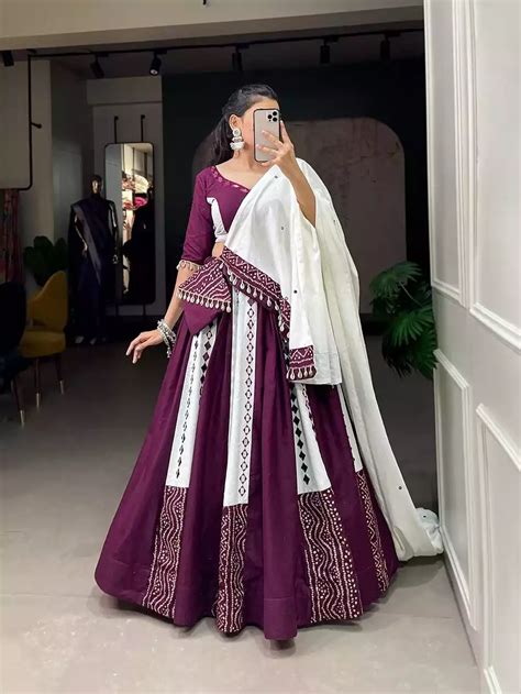 wine cotton navratri chaniya choli    bella signora