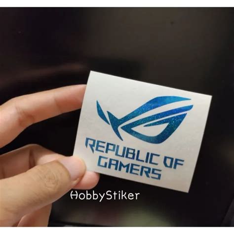 Stiker Rog Republic Of Gamer Blue Untuk Pc Laptop Lazada Indonesia