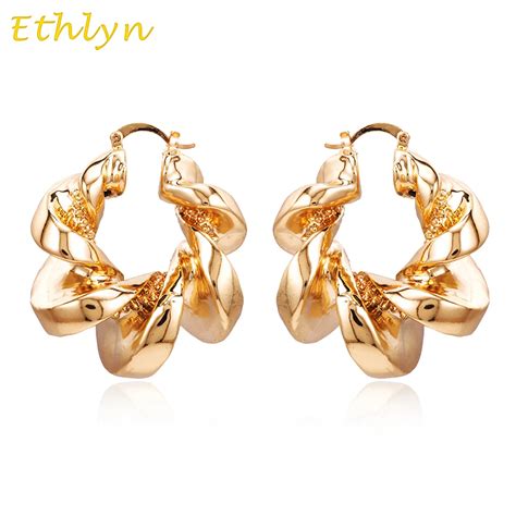 Ethlyn Nigerian Big Hollow Hoop Earrings Women S Copper Gold Cooper