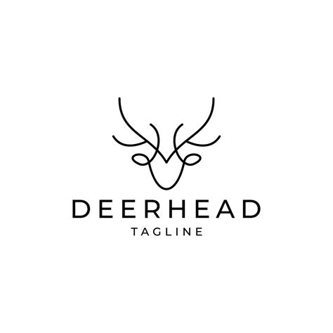Deer Head Line Art Logo Vector Icon Design Template 17344145 Vector Art