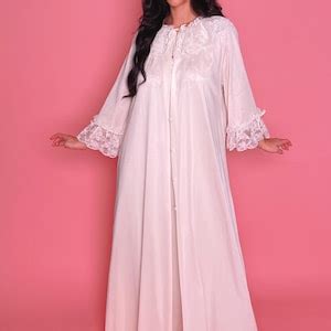 Vintage S Designer Emilio Pucci White Nightgown And Duster Lingerie Set Etsy