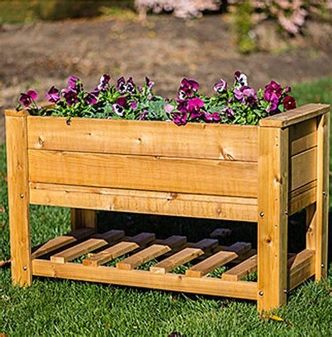 Elevated Planter Box With Shelf Farmhouse Outdoor Pots And Planters