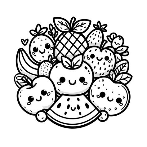 Premium Photo | Fruit Fun Simple and Cute Coloring Pages