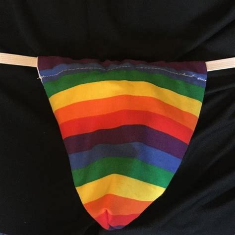 Hand Crafted Underwear Socks Mens Rainbow Striped Gay Pride Gstring Thong Male Sexy