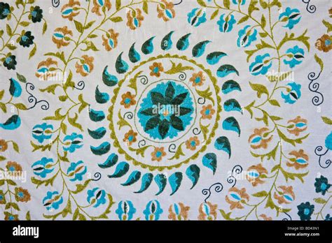 Uzbek Embroidered Textile in Bukhara Uzbekistan Stock Photo - Alamy