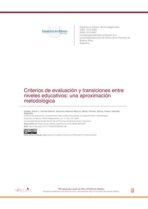 Pdf Criterios De Evaluaci N Y Transiciones Entre Niveles Educativos