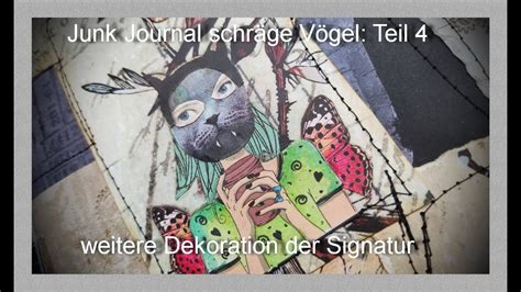 Teil Junk Journal Schr Ge V Gel Weitere Dekoration Der Signatur