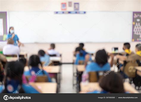 Blur Kids Teacher Classroom Background Usage Teacher Standing Front