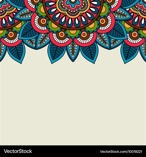 Indian doodle floral colored border Royalty Free Vector