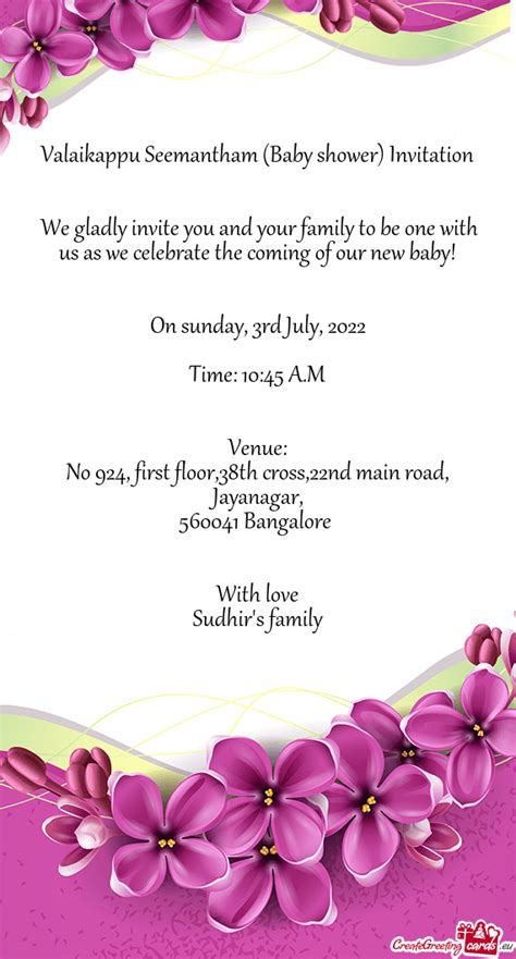 Valaikappu Seemantham Baby Shower Invitation Free Cards