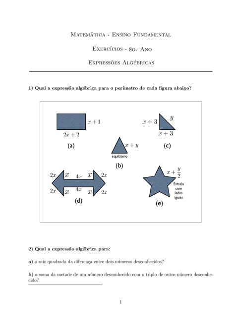 Adição E Subtração De Polinômios Exercícios 8 Ano
