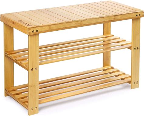 Amazon SONGMICS Bamboo Shoe Bench Shoe Rack For Boots Entryway