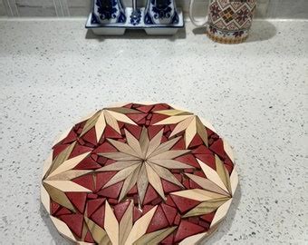 Festive Design Handmade Hot Plate Trivet Pot Holder Set Of Wood Trivets For Hot Dishes Table