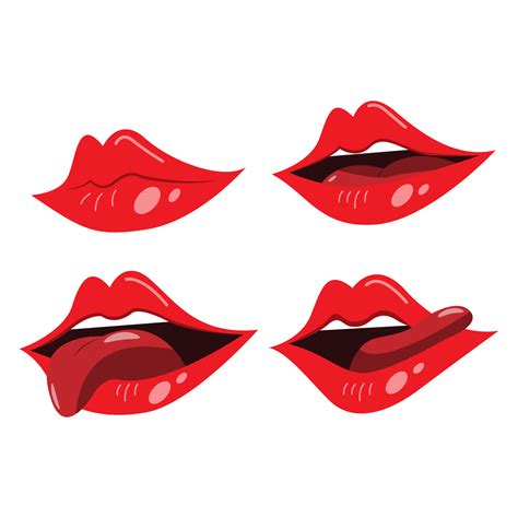 Red Lips Collection Vector Illustration Of Sexy Womans Lips