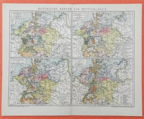 HISTORISCHE KARTEN VON DEUTSCHLAND II Landkarte 1892 Deutscher Bund