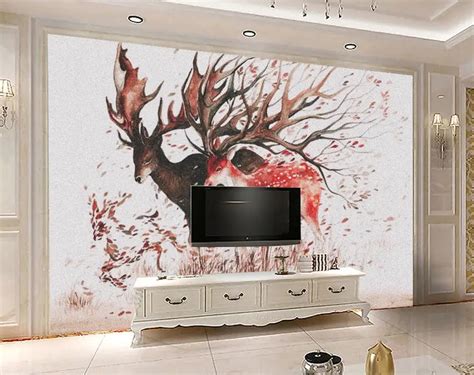 Autoadhesivo 3D ciervo y árbol WG682 papel de pared mural