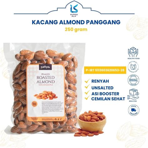 Jual Kacang Almond Panggang 250 Gram Renyah Roasted Almond Unsalted