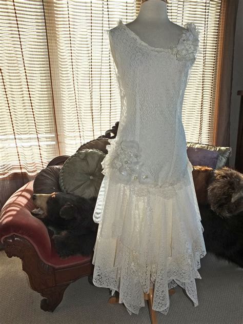 Flapper 1920s Wedding Dress Handmade Lace Dress Great Gatsby