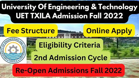 Uet Taxila Admission Fall Uet Taxila Fee Structure Uet Taxila