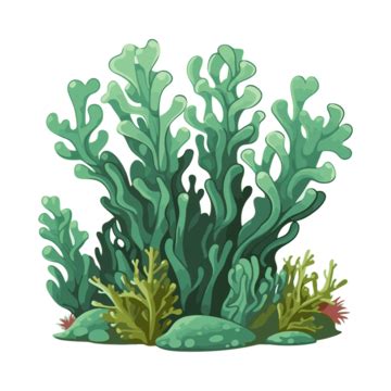 Sea Plant Vector Sticker Clipart Cartoon Of Coral Plants On A White