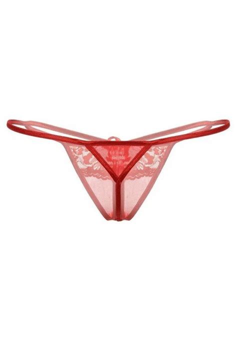 Perizoma Aperto Sotto In Pizzo Rosso E Stringhe Milena Lingerie
