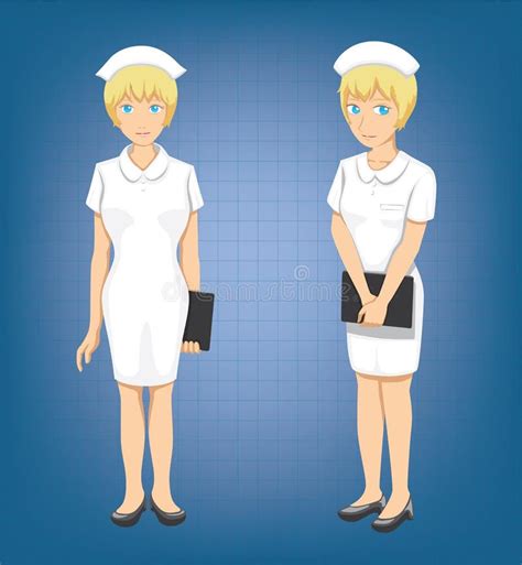 Blonde Krankenschwester Full Body Poses Karikatur Vektor Illustration Vektor Abbildung