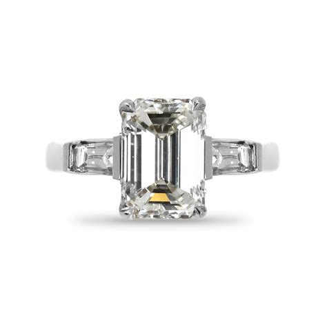 Emerald Cut And Tapered Baguettes Lab Grown Diamond Engagement Ring