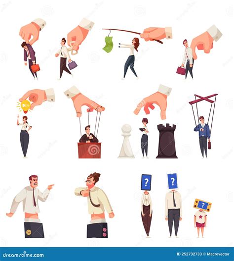 Manipulation Cartoon Set stock vector. Illustration of zombie - 252732733
