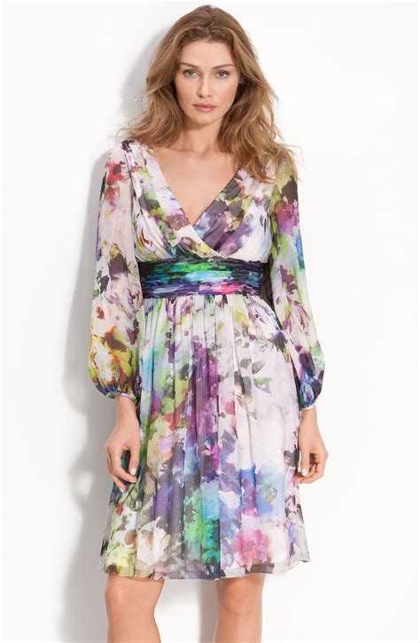 Maggy London Flower Mix Printed Chiffon Maxi Dress In Multicolor White