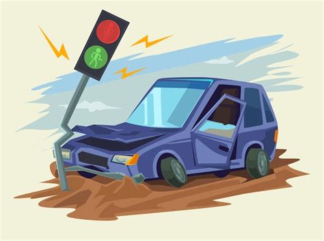 Dos Hombres Con Accidente De Coche Aislado Ilustración Vectorial Plana Gente De Dibujos