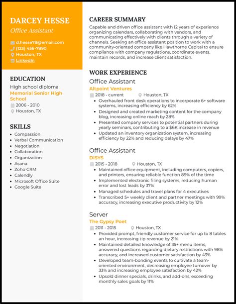 Resume For Office Assistant Office Assistant Resume Writing Guide