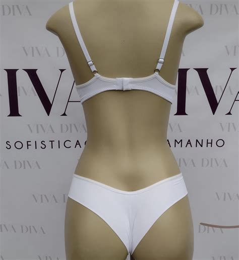 Lingerie básica conjunto de sutiã e calcinha básica branca Viva Diva Lingeries