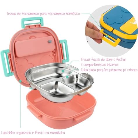 Marmita Infantil Termica - Marmita Infantil Térmica com 3 Compartimentos em Aço Inox