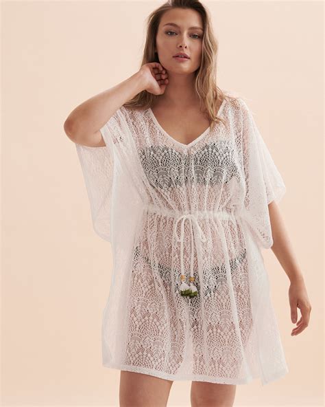 TURQUOISE COUTURE Crochet Caftan White Bikini Village